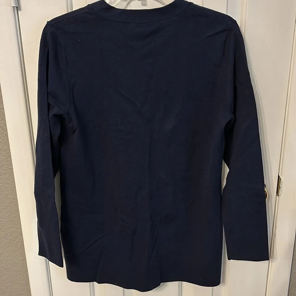 Appleseeds Women’s (S) Navy Blue Deep V  Cardigan Sweater Longline Comfy NWT - Picture 3 of 5